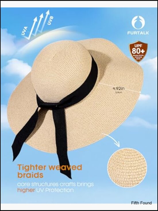 Wide Brim Sun Hat UPF 80 Foldable Packable Floppy Beach Summer Hat